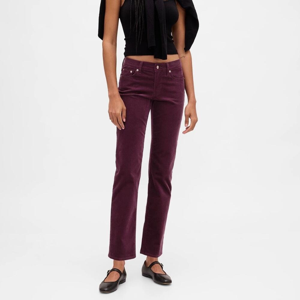 GAP Denim Noir Red High Rise 90's Soft Vintage Corduroy Slim Straight Leg Pants